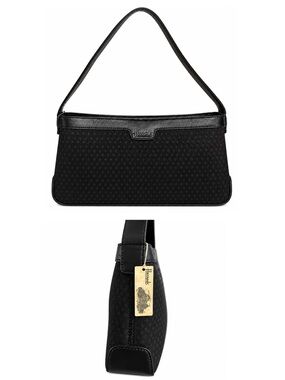 Vintage Harrods London Black Monogram Shoulder Bag Baguette Y2K New w/ Tags
